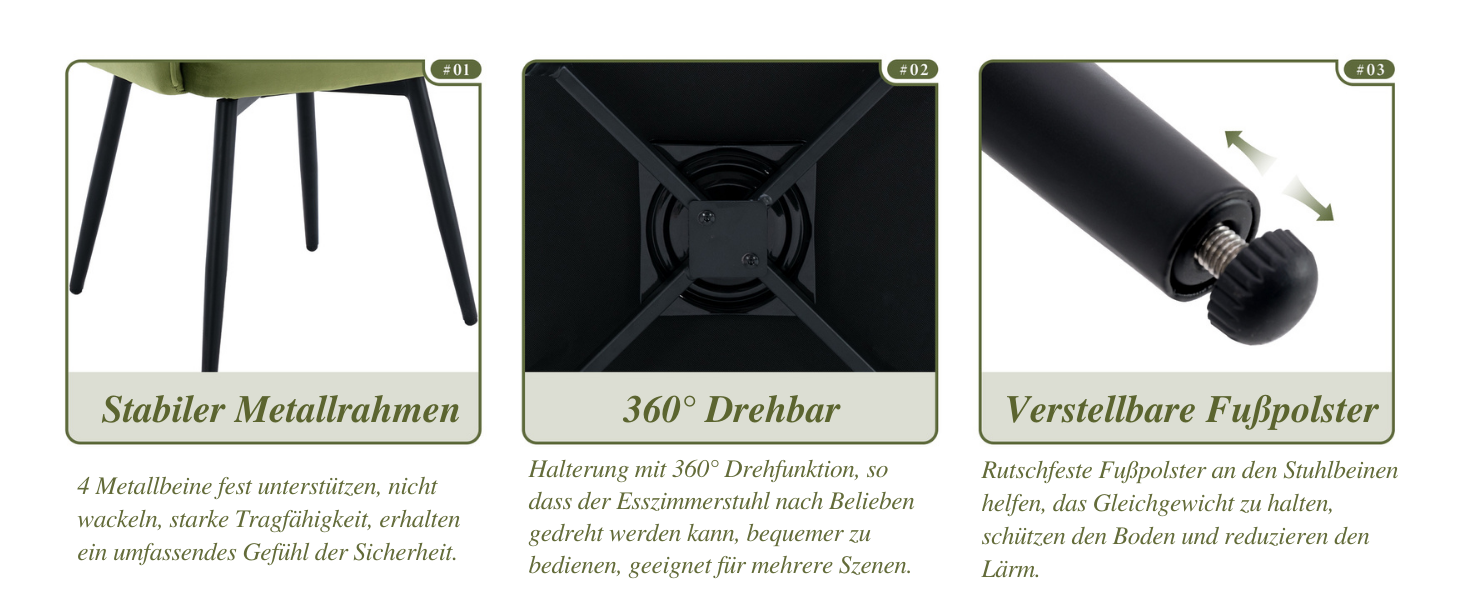 4 крісла з оксамиту для їдальні, обертаються на 360°, кухонні крісла з підлокітниками, м'які бокові крісла для дому, офісу, вітальні (53*58*78 см, зелені)