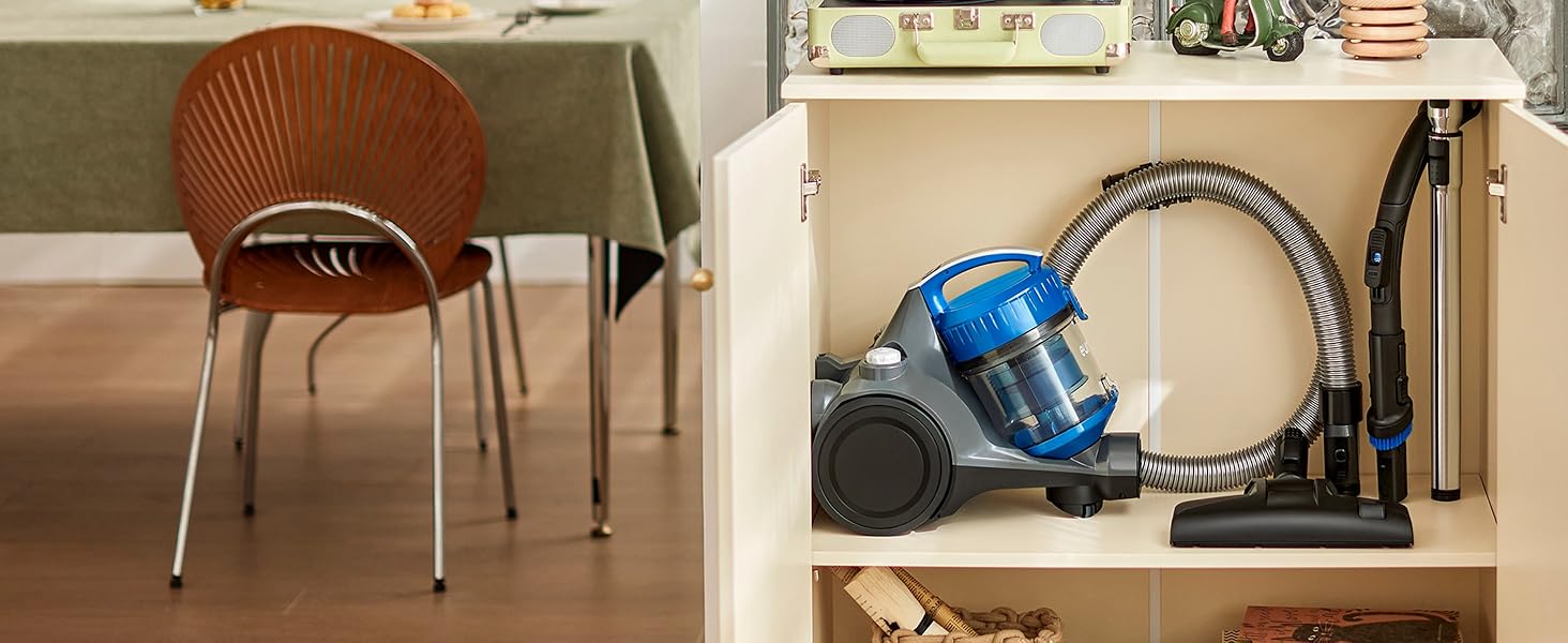 Пылесос Eureka WhirlWind без мешка, потужний, компактний та легкий, для твердих підлог та килимів, HEPA-фільтр, радіус дії 8м, 700W, об'єм 1,5л, блакитний