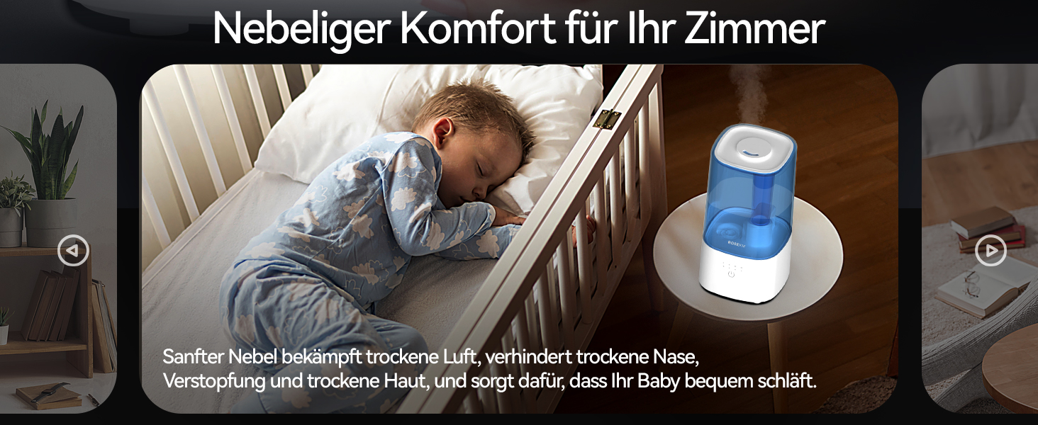 Зволожувач повітря автоматичний для спальні та великих приміщень 4.5л з таймером, сенсором вологості, до 18 годин роботи, автовимкнення, 360° розпилення (Чорний)