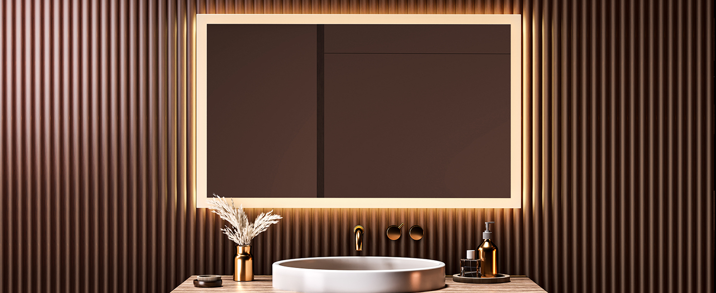 Дзеркало для ванної кімнати EMKE® з підсвічуванням 80x60 см, тепле біле світло 3000K, вимикач, вертикальна/горизонтальна установка, IP44, енергозберігаюче