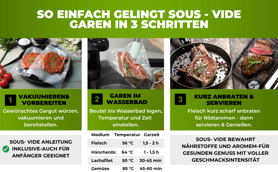 Вакууматор для продуктів BACHWERKE з шириною шва 32 см, вакуумний пакувальник з запасним різаком, рулоном плівки та 10 пакетами XXL