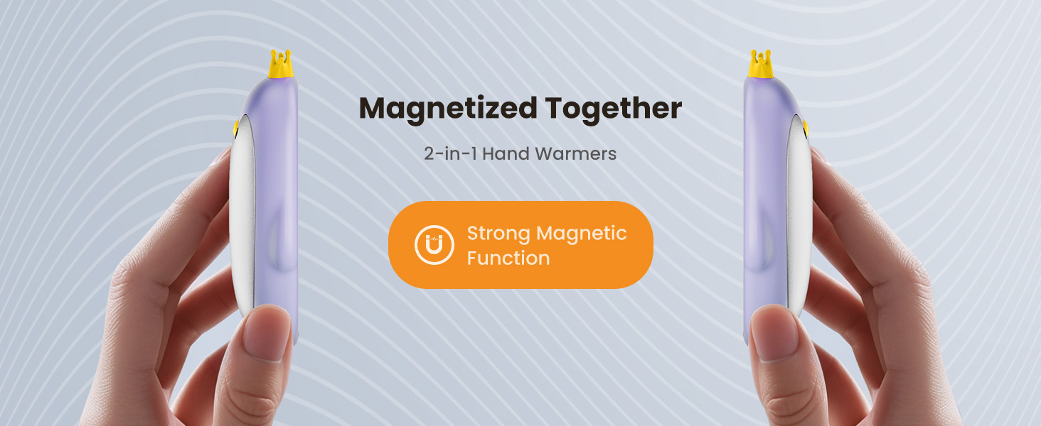 Електричні грілки для рук Gaiatop (2 шт) з 3 режимами нагріву, магнітні, портативні, багаторазові. Ідеальні для кемпінгу, піших прогулянок, полювання. Подарунок для жінок та чоловіків (фіолетові)