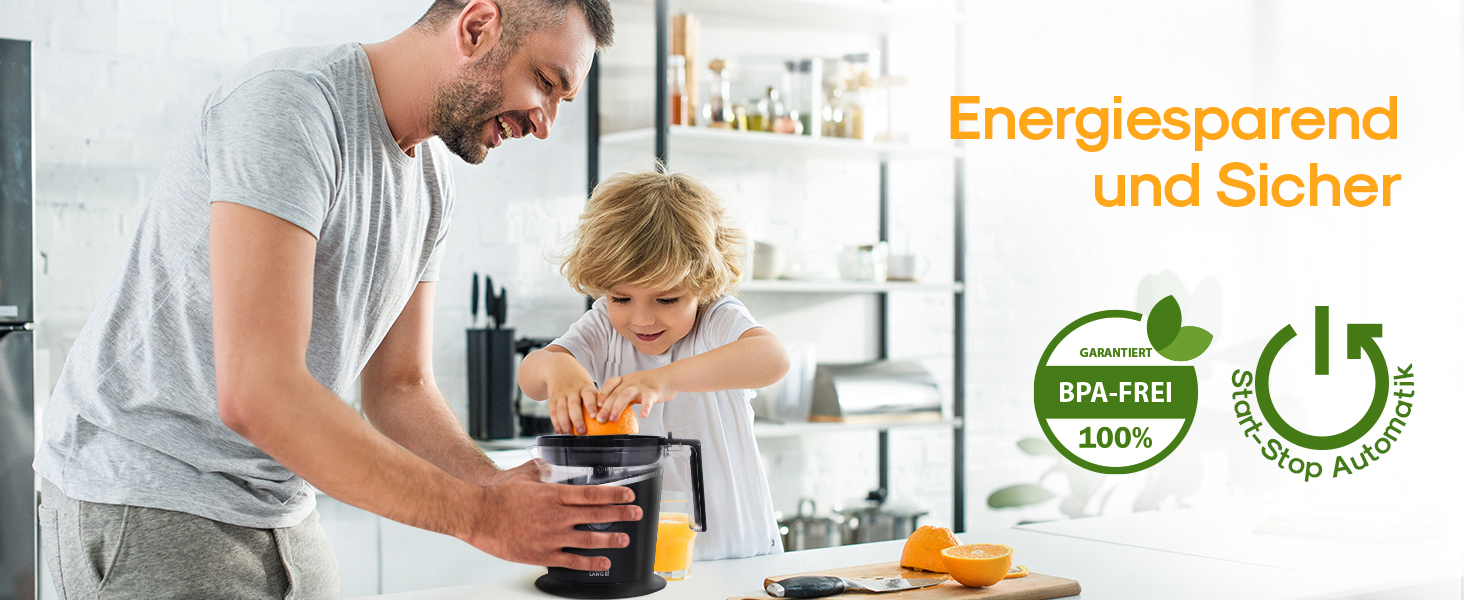 Електрична соковитискачка LEBENLANG 800мл з регульованим ситом: для цитрусових, апельсинів, лимонів та інших фруктів. Чорний колір