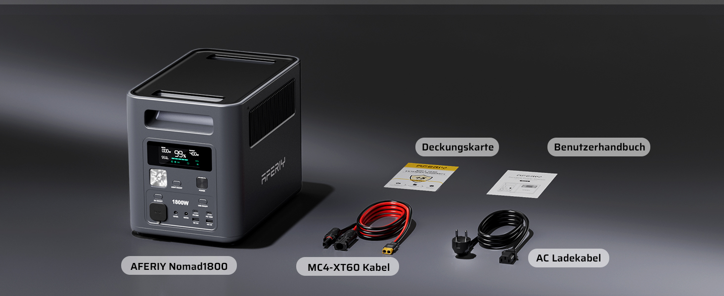 Портативна електростанція AFERIY 1800W 1024Wh LiFePO4, сонячний генератор з швидкою зарядкою за 1 год, UPS <10мс, 9 виходів, чиста синусоїда 230V, керування через APP, BMS, для кемпінгу та дому