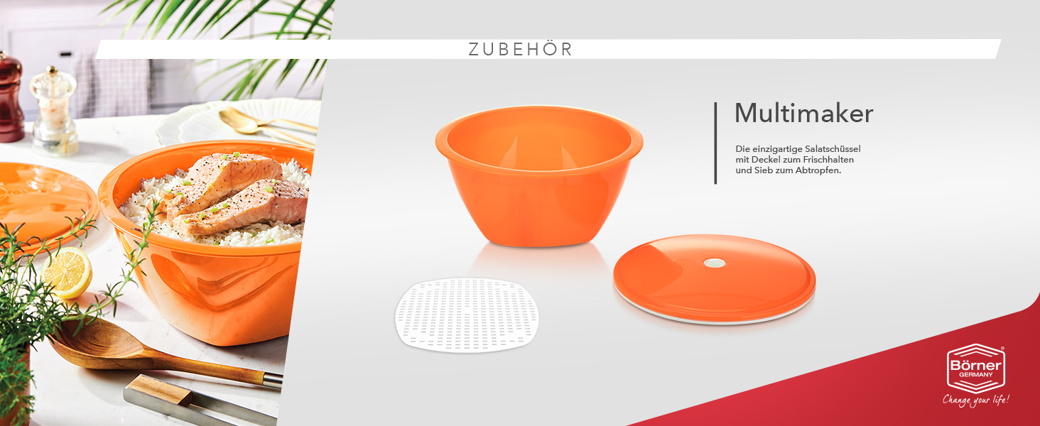 Набір Börner Gemüsehobel V3: V-овочерізалка для 5 видів нарізки, з нержавіючою сталею, з тримачем для фруктів, оранжевого кольору