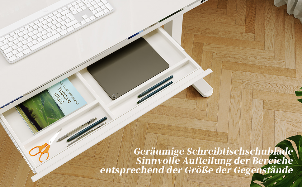 Електричний стіл JUMMICO з регулюванням висоти, 120x60 см, з висувною шухлядою, для офісу та дому, білий