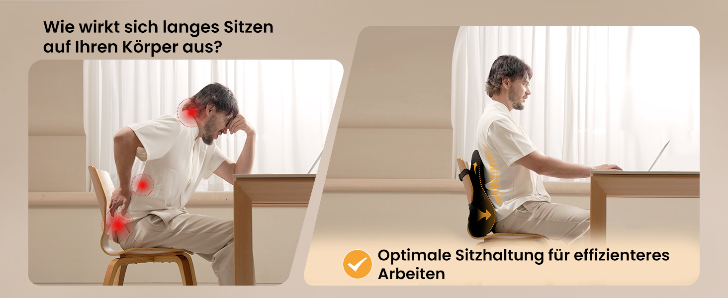 Підпорка для спини ProtoArc з піною Memory Foam, для офісного крісла, авто та столу, чорна