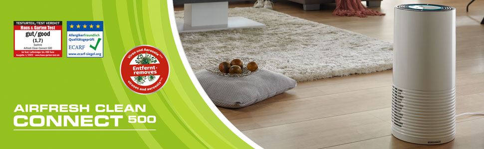 Повітряний очисник Soehnle AirFresh Clean 400 з 4-ступеневою системою очищення, Hepa та вугільним фільтром, UV-C світлом, для алергіків. Запасні фільтри 500 Connect