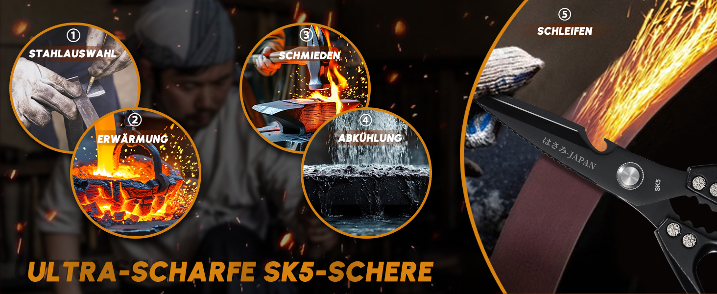 Набір кухонних ножиць Dream Reach Silver: універсальні ножиці з нержавіючої сталі для м'яса, птиці, риби та овочів (Чорний & Чорний)