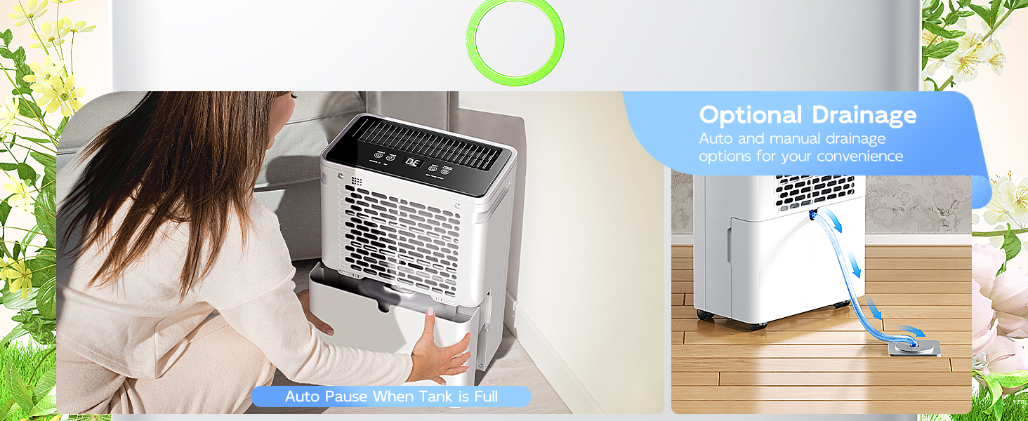 Електричний осушувач повітря 12л/24г з автоматичним та безперервним зливом (шланг у комплекті), для спалень та підвалів, LED-дисплей, тихий, з таймером