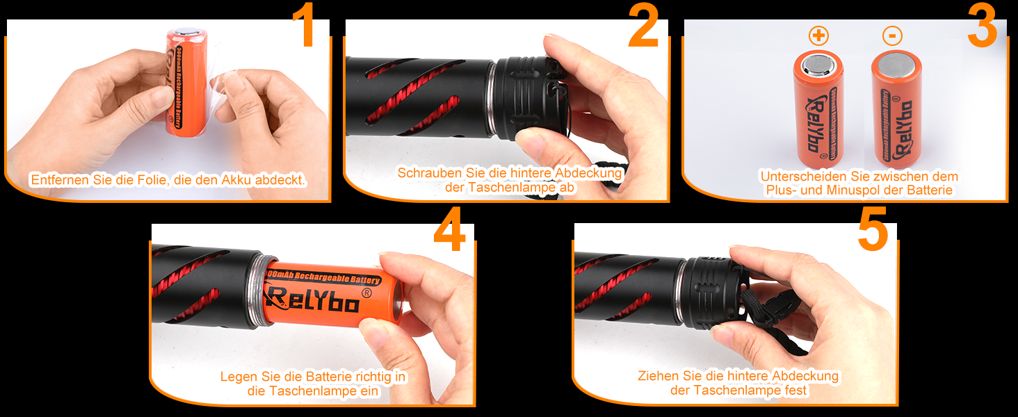 Потужний тактичний ліхтар Relybo LED, 1000000 Люмен, акумуляторний з USB-зарядкою, регулювання яскравості, водонепроникний для кемпінгу та екстрених ситуацій, чорний