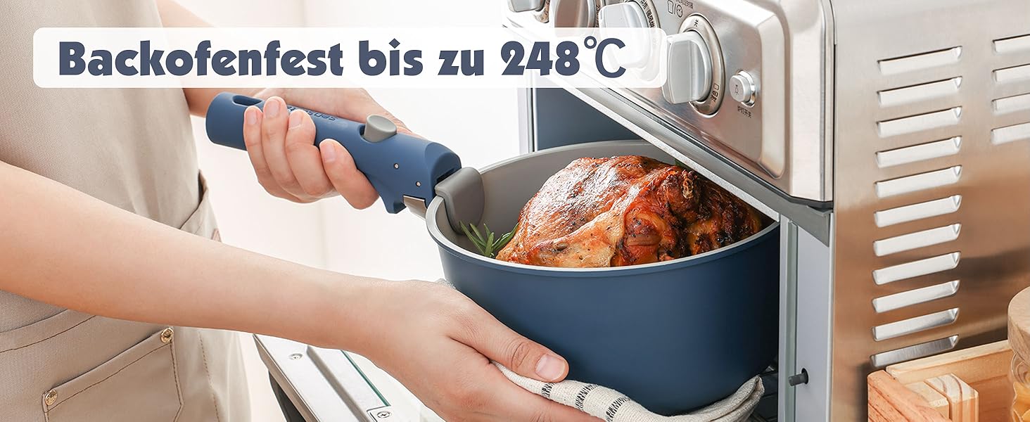 Набір посуду SENSARTE з керамічним покриттям, 17 предметів. Антипригарне покриття, підходить для всіх плит, безпечний (без PFAS, PTFE, PFOA, PFOS).