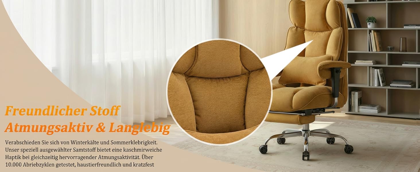 Ергономічний офісний крісло Efomao XXL до 200 кг з підставкою для ніг, чорний. Крісло для дому та офісу з товстою подушкою та високою спинкою.