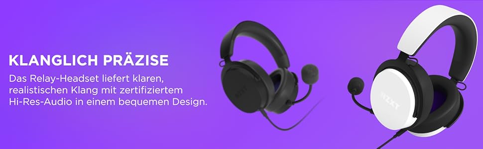 Релейна гарнітура NZXT - Hi-Res Audio, DTSX, легка, знімний мікрофон, чорний, ігри на ПК