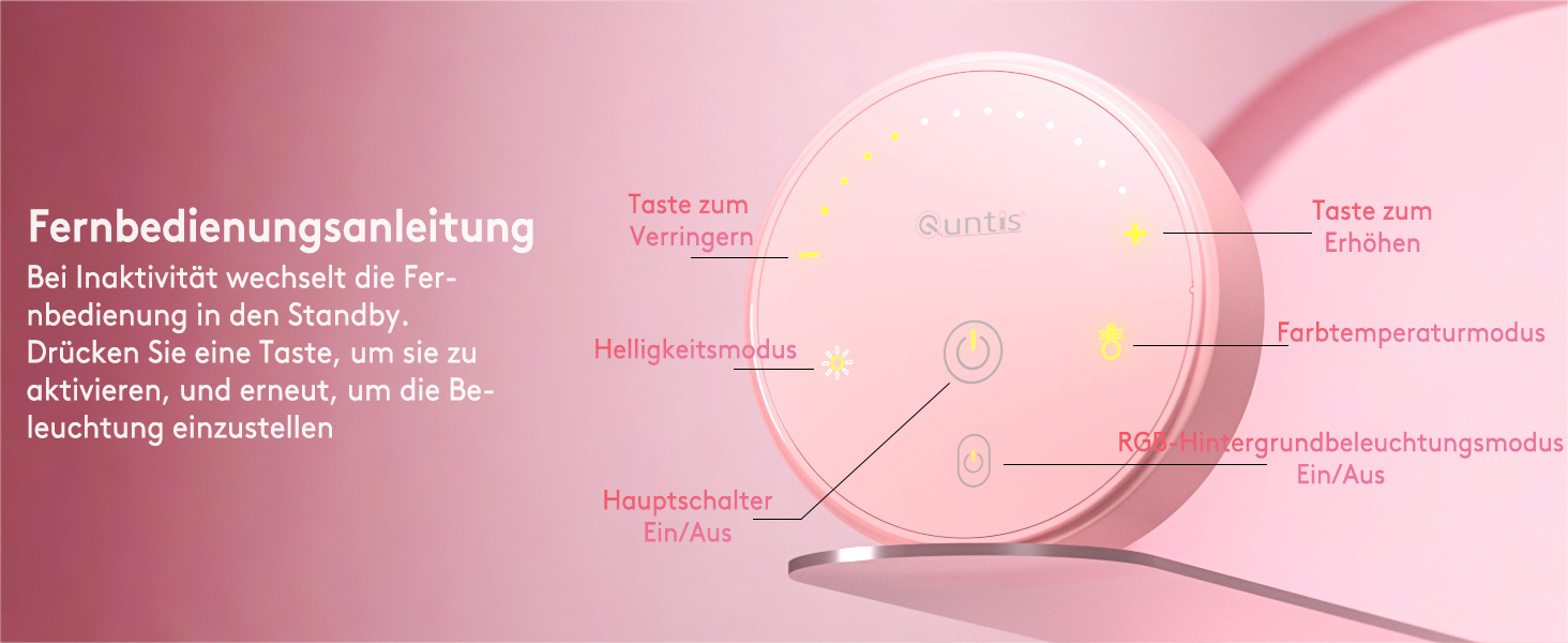 RGB-лампа для монітора Quntis 51 см з підсвічуванням, пультом керування, 15 режимів, для геймінгу, USB, для ПК, офісу