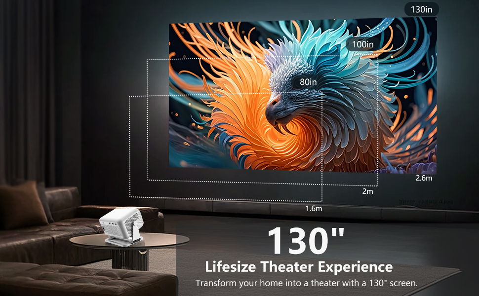 Міні-проектор Smart Beamer 4K з автофокусом та корекцією трапеції, WiFi6, Bluetooth, 600ANSI, 1080P Full HD, для дому та на вулицю, обертання 180°, сумісний з Netflix, модель L350-NF