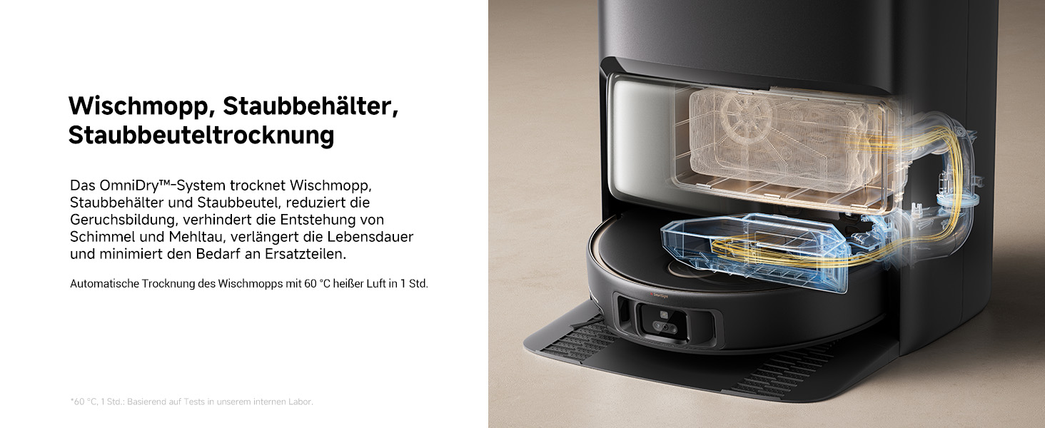 Робот-пилосос Mova V50 Ultra з функцією миття, 24000 Па, 6 см перешкода, навігація Liftable, RGB AI, LED, 80°C гаряча вода, 63°C сушка, DuoSolution, Tricut, чорний