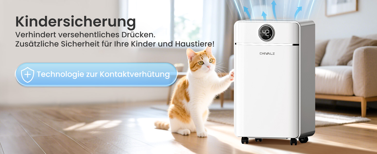 Електричний осушувач повітря CHIVALZ 12л/24г для приміщень до 120м³ (30м²), 3 режими роботи, таймер 24г, автоматична відтавлювання (білий)