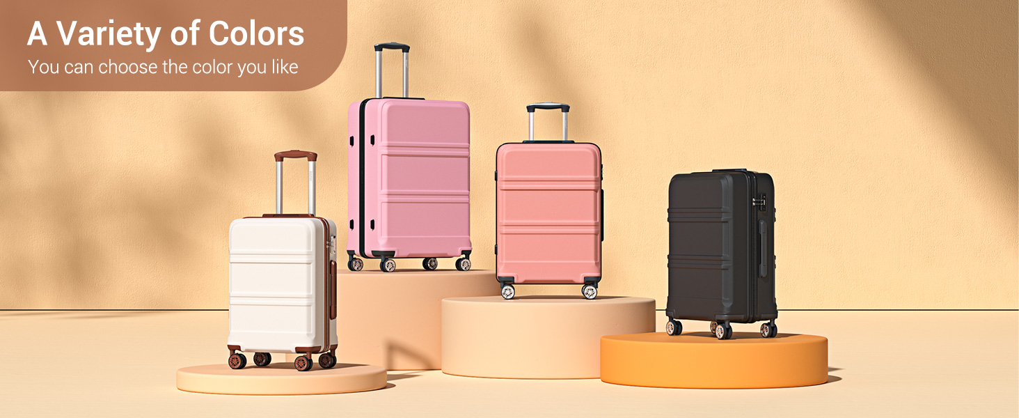 KONO Чемодан-Тролей 55 см, Кремовий Білий | Валіза для подорожей