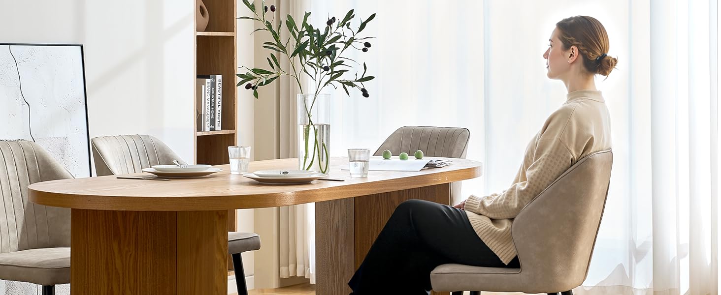 CLIPOP Комплект обідніх стільців 4 шт. Ретро, штучна шкіра, м'яке сидіння, металеві ніжки, для кухні/офісу, бежевий колір