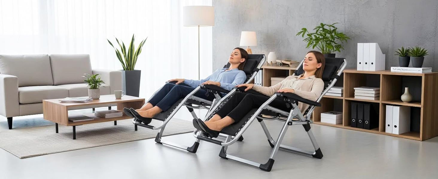 Розкладний шезлонг для саду та відпочинку на природі - 200 кг, срібний (83 см)