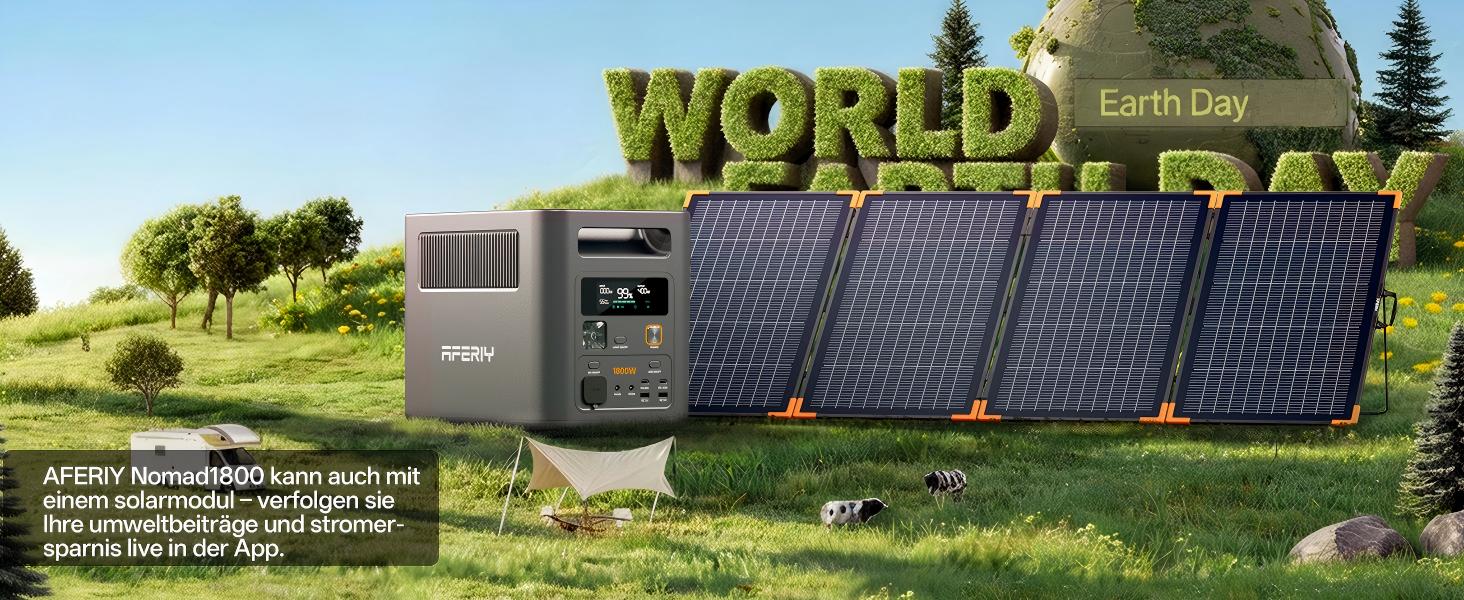 Портативна зарядна станція AFERIY 1800W 1024Wh LiFePO4 Solargenerтор з швидкою зарядкою 1 год, UPS <10мс, 9 виходів, Pure Sine Wave 230V, керування через APP, BMS, для кемпінгу та дому (1800pro+SA400w)