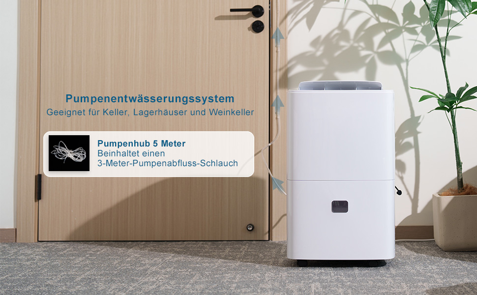 Електричний осушувач повітря для дому: 65л/день, автоматичний режим, 4.5л бак з шлангом для зливу, тихий осушувач для підвалу, офісу, спальні, ванної кімнати, квартири, кухні до 120м², чорний та білий (білий)