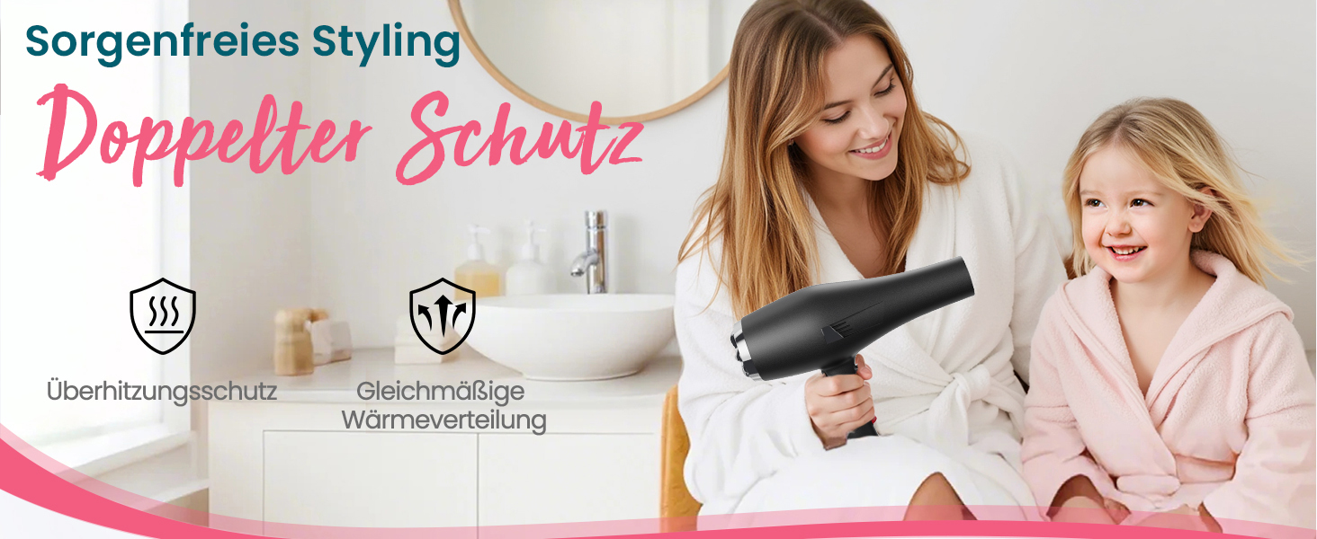 Професійний іонний фен для волосся Dekuri з диффузором та 2 насадками-концентраторами, 3 температурні та 2 швидкісні режими, чорний