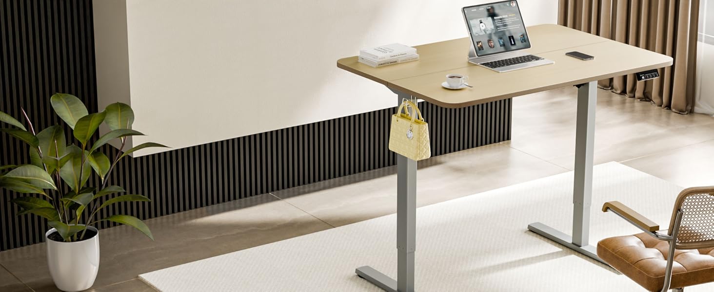 Ергомейкер: Регульований за висотою стіл-підйомник з пам'яттю та плавним запуском/зупинкою, 2-х секційний телескопічний електричний стіл-підйомник (чорний). Одномоторне стійке підйомне шасі.