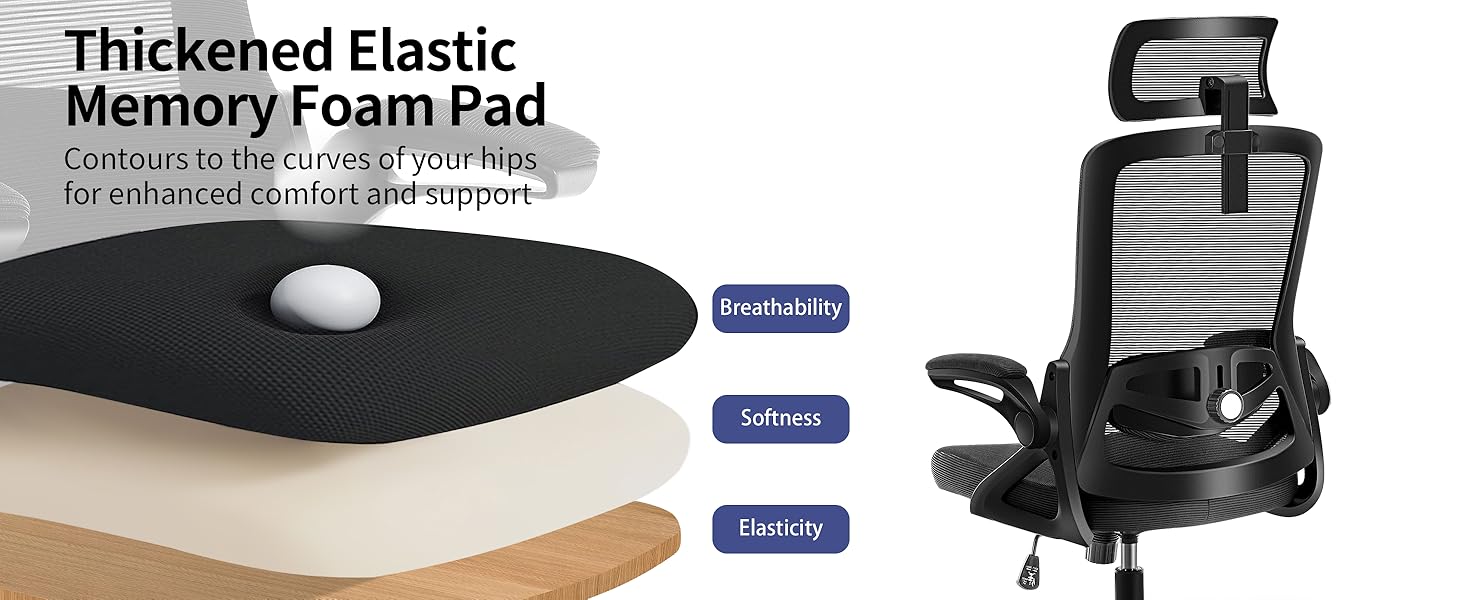 Ергономічне крісло для офісу Fizzin, комп'ютерне крісло з регульованою поперековою підтримкою, дихаюча сітчаста спинка, посилене сидіння, зручне крісло для дому та офісу (Рожевий) (Чорний)