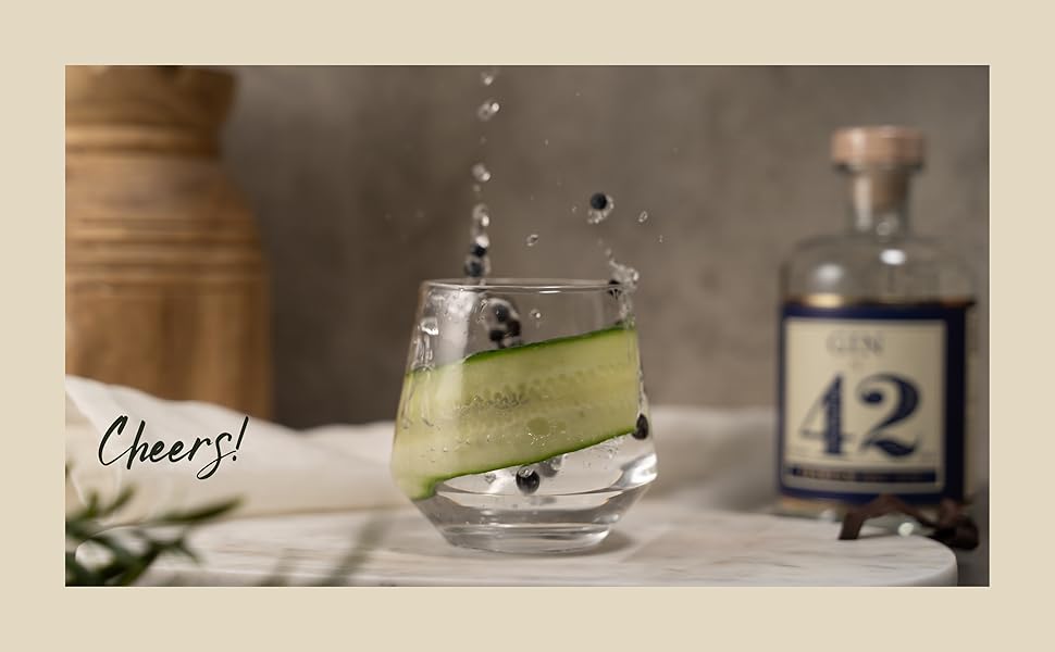 Набір келихів для джину та тоніку 4 шт, 400 мл, в подарунковій коробці з рецептами коктейлів, для великого льоду. Подарунок для чоловіків та жінок