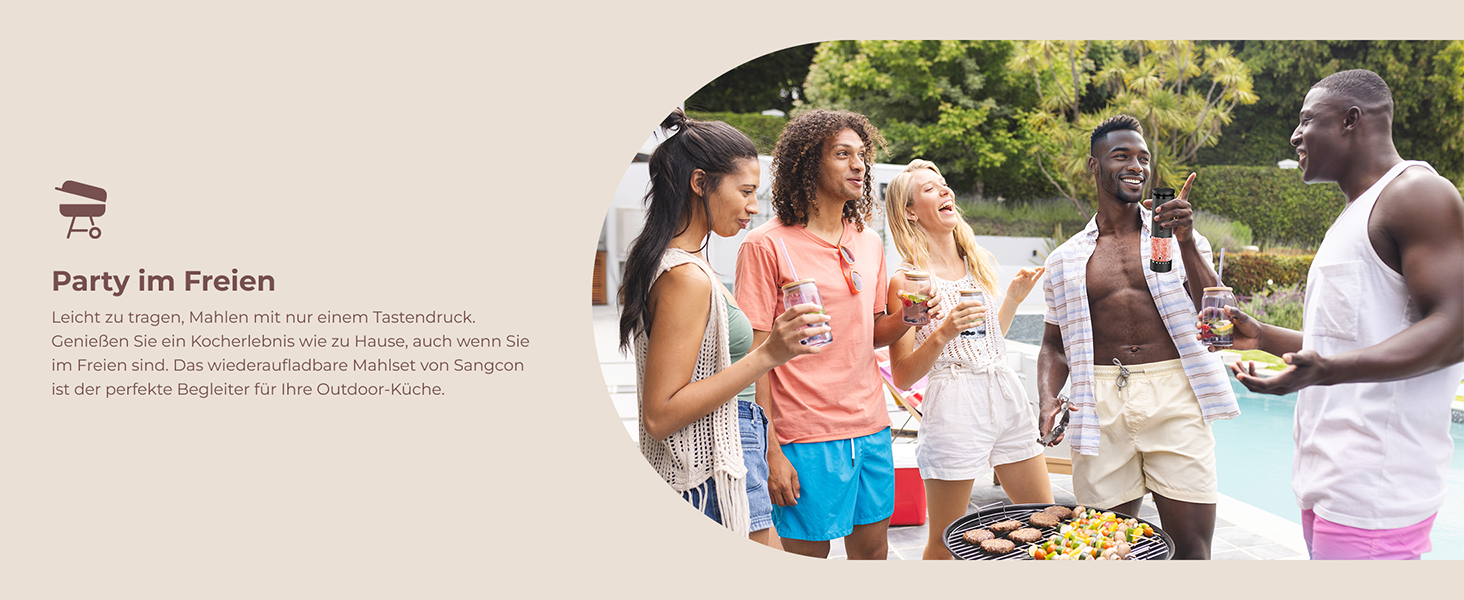 Електричні млини для солі та перцю Sangcon, 2 швидкості, акумуляторні, 6 ступенів помолу, автоматичний набір з базою, для однієї руки (сірий)