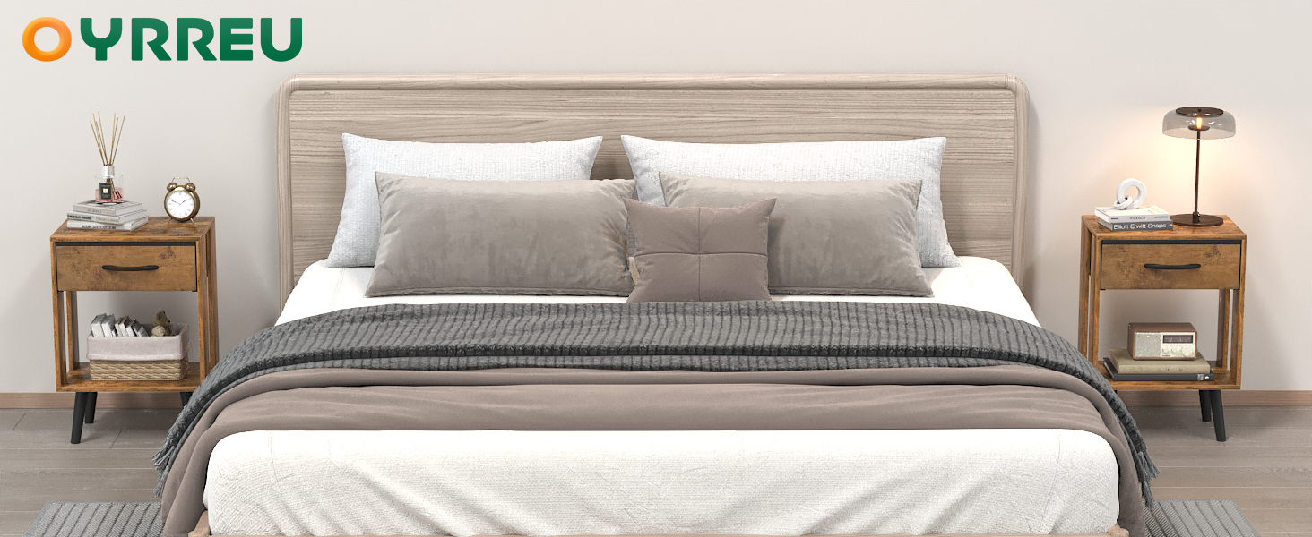 Набір з 2 приліжкових тумбочок, 40x30x60.3 см, з шухлядою, з дерева, для спальні/дитячої кімнати