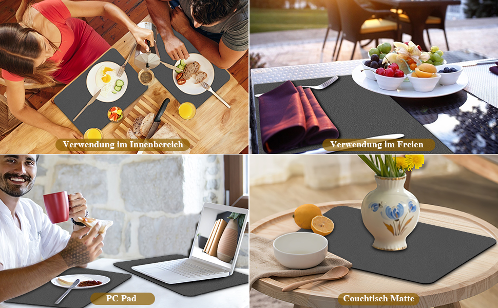 Набори серветок на стіл 6 шт. чорного кольору, миючі підставки під тарілки, серветки для дітей, осінні серветки, серветки зі штучної шкіри, підставки під тарілки