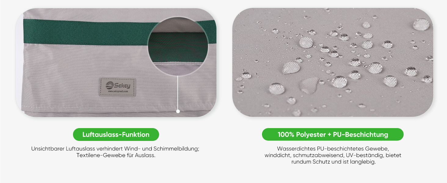 Чохол для садового парасоля Sekey: захисна накидка з кріпленням, водонепроникний, 190 x 30/50 см, світло-сірий