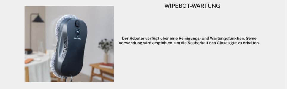 Робот для миття вікон WIPEBOT PRO з Wi-Fi, автоматичний, подвійний злив води, 2 режими розпилення, розпізнавання кутів і країв, кабель безпеки 5 м, бак 60 мл