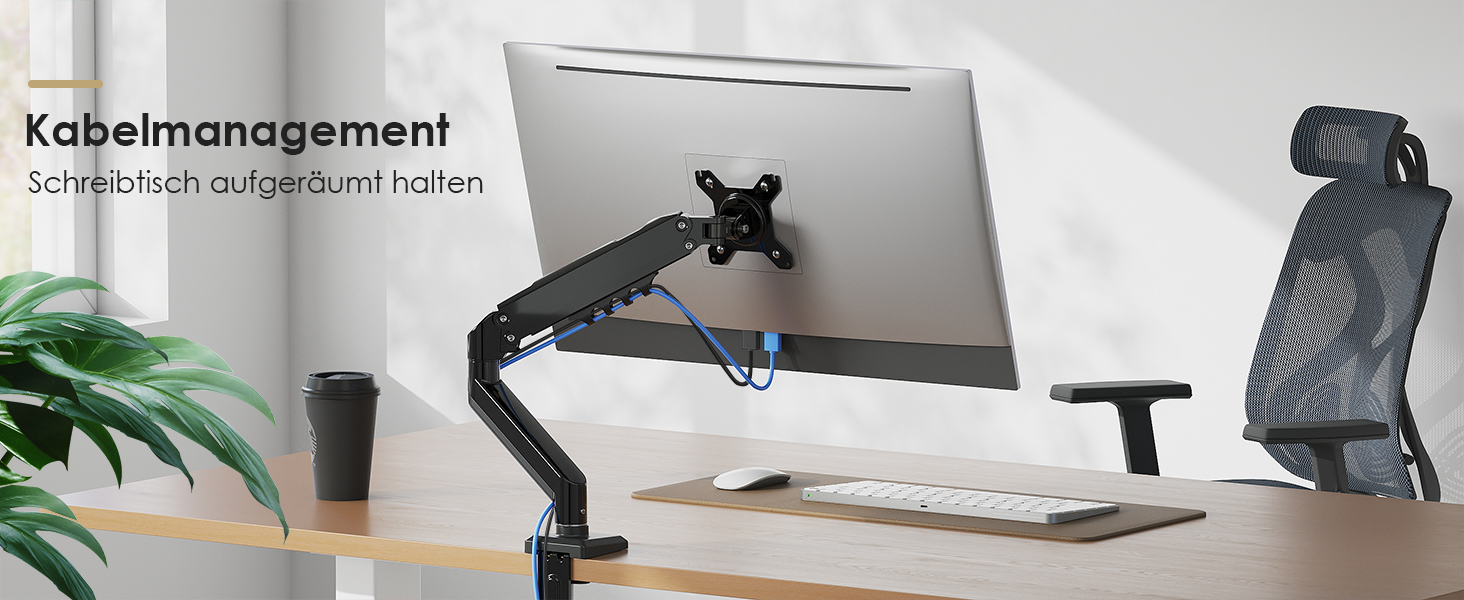 Кріплення для монітора OffiGo: підходить для моніторів 15-32 дюймів, вантажопідйомність до 9 кг, VESA 75/100 мм, чорний