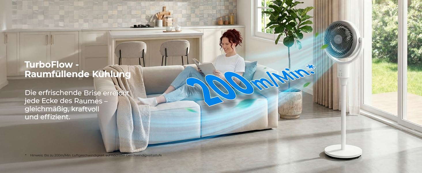 Вентилятор підлогово-настільний aeco AirX-Flow 100 з осциляцією 85° та 3 швидкостями