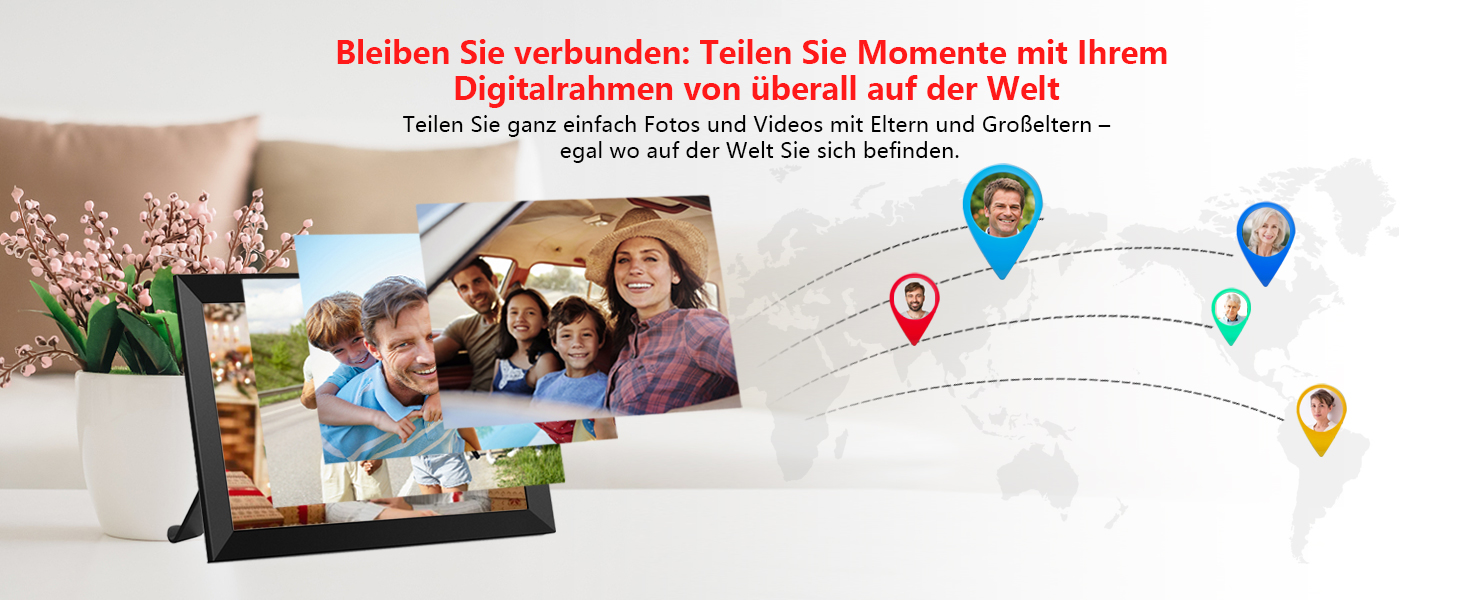 Цифровий фоторамка FRAMEO WLAN 32GB: 10.1 дюймовий Smart Cloud-фоторамка з IPS LCD сенсорним екраном та автоматичним поворотом