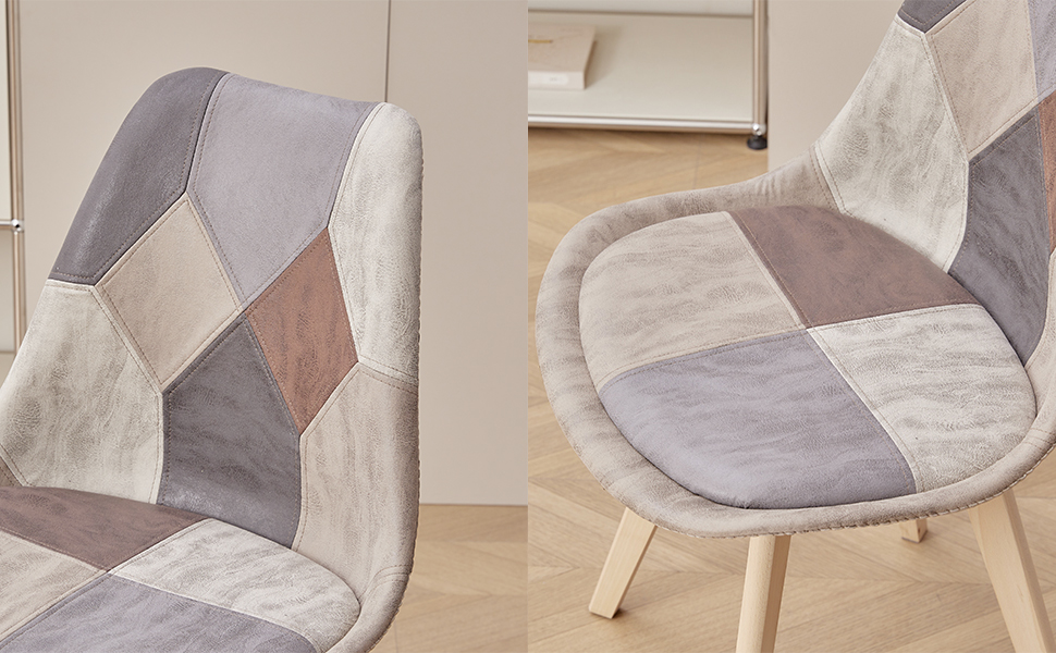 Стільці для їдальні в скандинавському стилі, ретро-дизайн, з м'яким сидінням, для кухні та офісу, з масивними буковими ніжками (набір 4 шт., сірий)