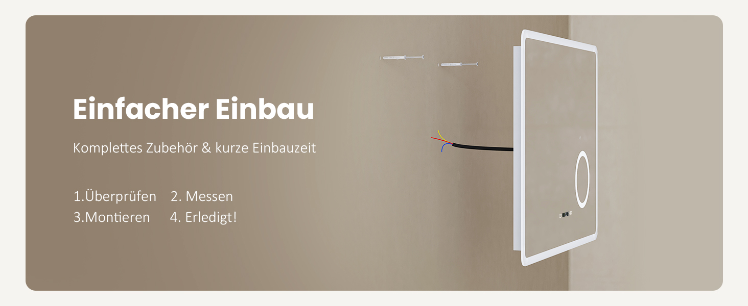 EMKE® Дзеркало для ванної кімнати LED 80x60 см з підсвічуванням, 3 кольори світла, годинник, захист від запотівання, IP44