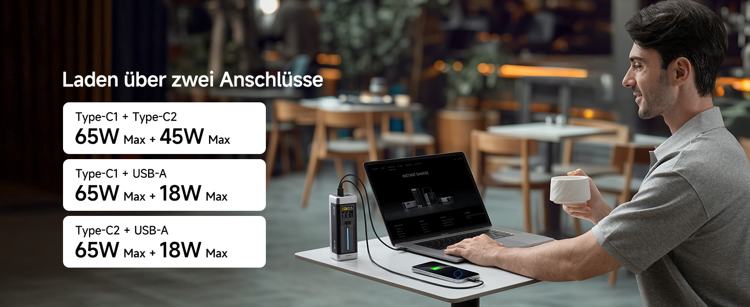 Power Bank CUKTECH 20: 25000mAh, 140W, PD3.1, 3 порти, Digital Display, USB-C для MacBook, Xiaomi, Galaxy, iPhone