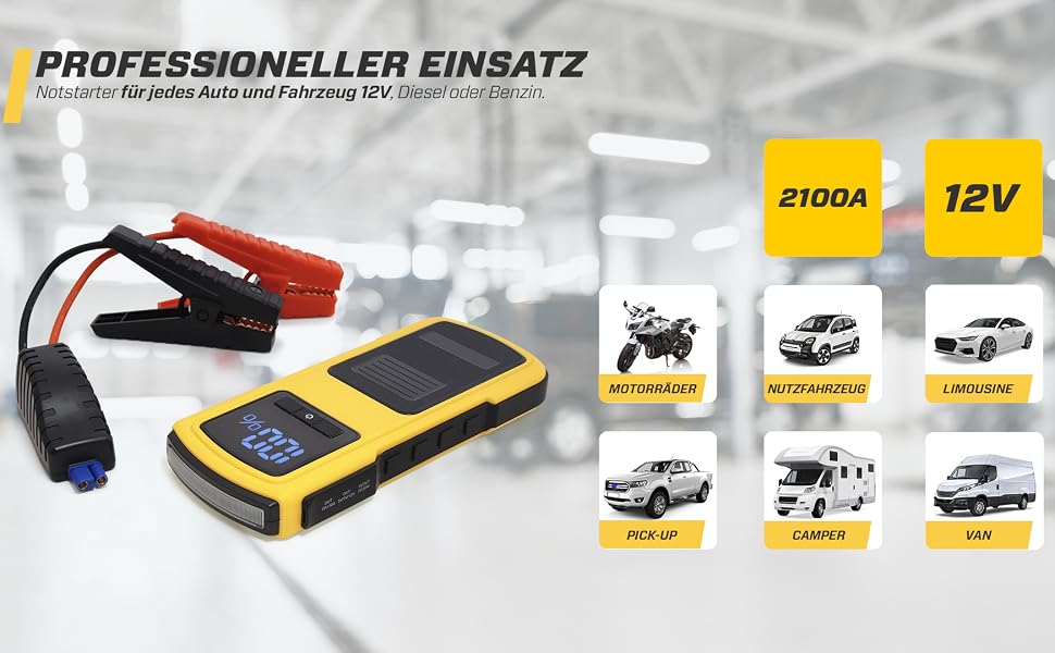 Бустер для автомобіля MAXTOOLS JS500 2200A 22Ah, пусковий пристрій (джампстартер) для 12V дизельних та бензинових двигунів, Powerbank з LED-ліхтарем та USB
