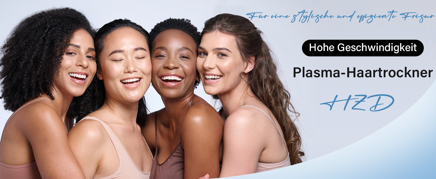 Професійний фен для волосся з дифузором, безщітковий мотор 110 000 об/хв, 400 млн плазмових іонів, низький рівень шуму 57дБ, сірий