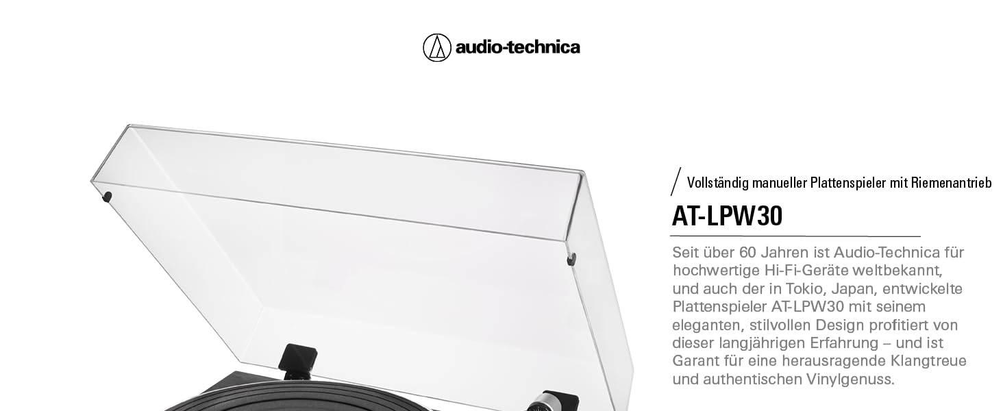 Програвач вінілу Audio-Technica AT-LPW30 з ремінним приводом, корпус з тикового дерева, ручне керування