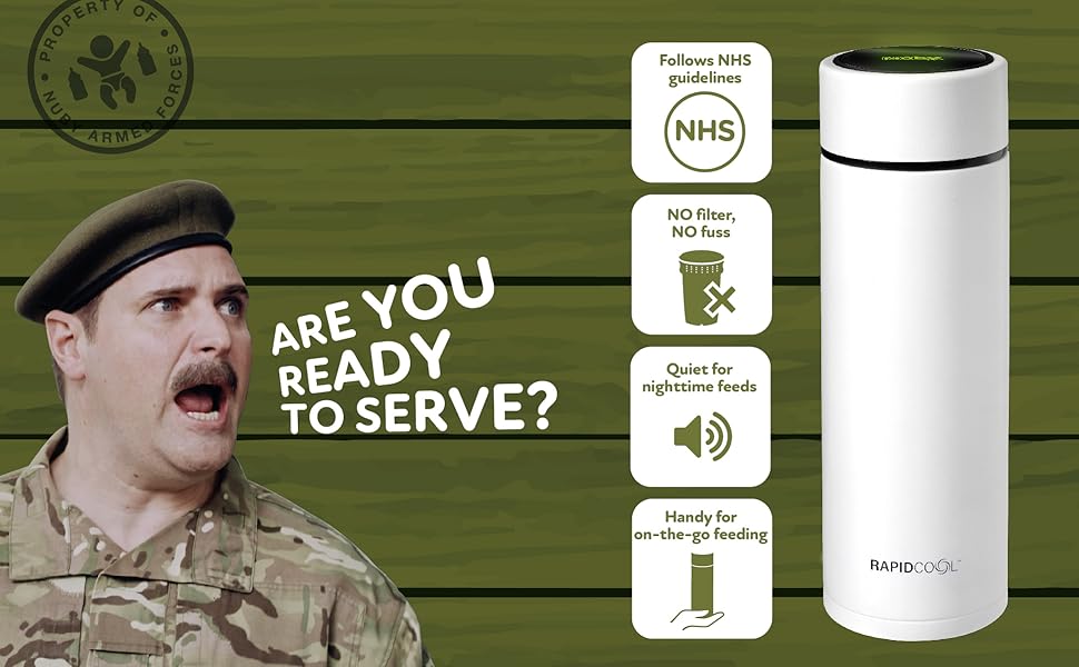 Nuby RapidCool™ - Готувальник дитячої суміші за 2 хвилини, з дозатором, ізотермічною пляшкою та цифровим дисплеєм - Ідеально для подорожей