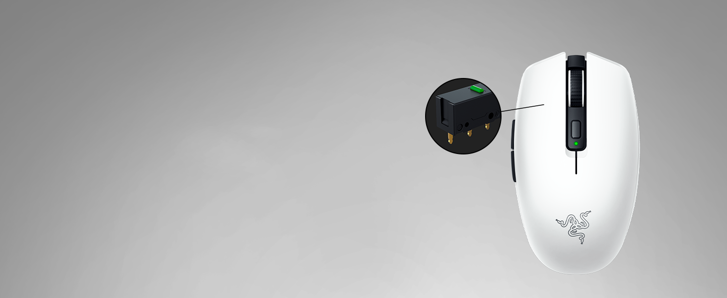 Ігрова бездротова миша Razer Orochi V2 HyperSpeed та Bluetooth, оптичний сенсор 18K DPI, 60 г, біла