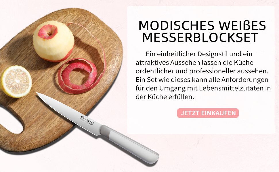 Набір кухонних ножів 14 предметів з бруском: кухонний набір, ніж для приготування їжі, подарунок для мами, білий