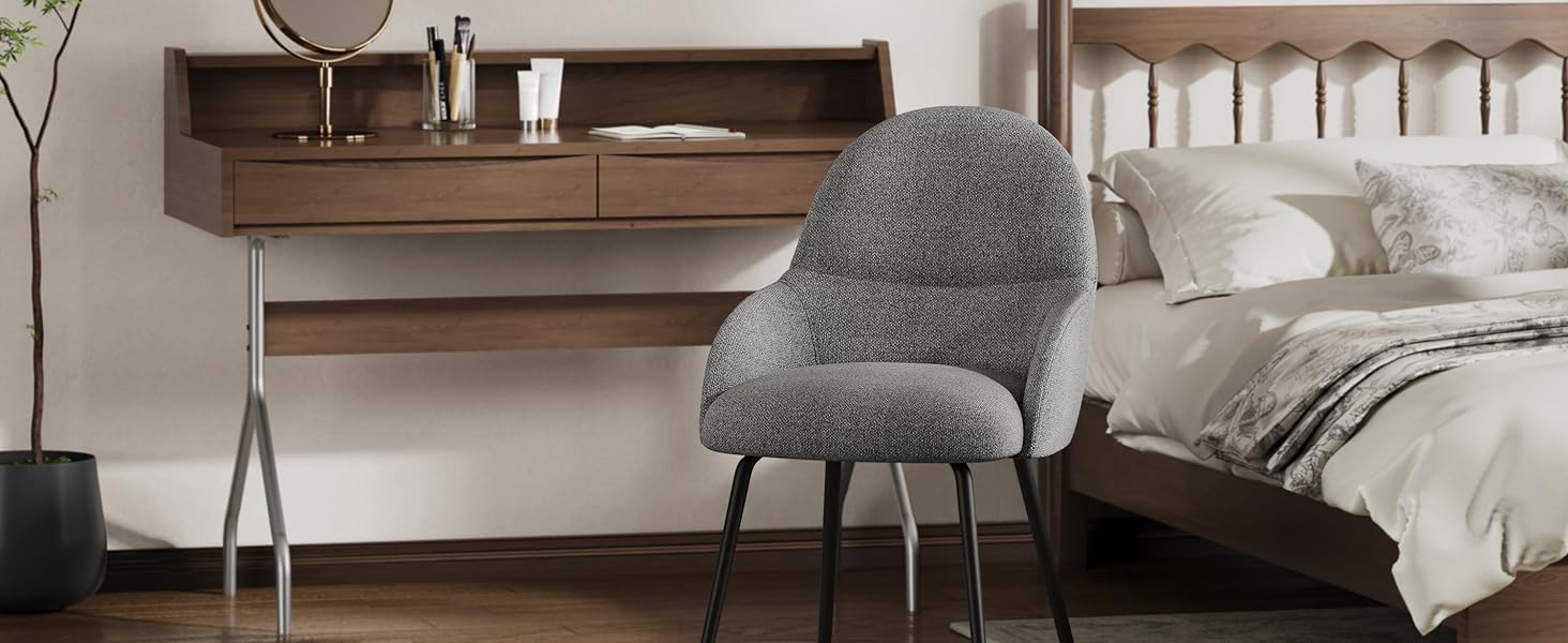 Набір обідніх стільців з підлокітниками – 4 шт. Ергономічні м'які стільці з тканинним покриттям та металевими ніжками для кухні, вітальні, їдальні, бежевий/чорний (велюр)