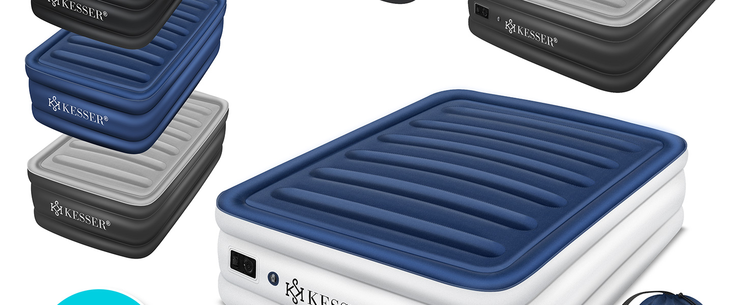 Надувна матрац KESSER® з електричним насосом, 203x152.5x51 см, для відпочинку та кемпінгу